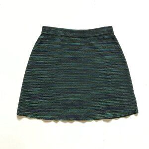 Missoni A-Line Mini Skirt Womens 48 12 US XL Green Blue Wool Blend Elastic Waist